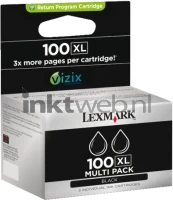 Lexmark 100XL 2-pack (Opruiming 2 x 1-pack los) zwart