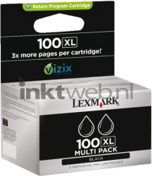 Lexmark 100XL 2-pack zwart Front box
