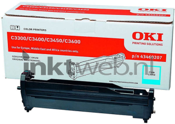 Oki C3300/C3400/C3450/C3600 Drum cyaan Combined box and product