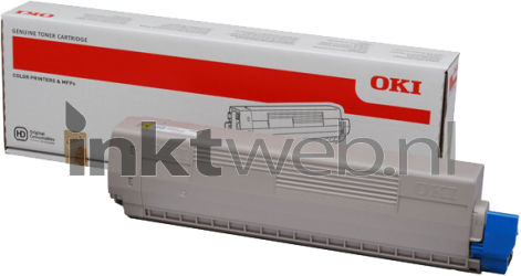 Oki C822 Toner geel Combined box and product