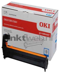 Oki C822 cyaan Combined box and product