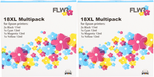 FLWR Epson (2X) 18XL Multipack zwart en kleur Front box