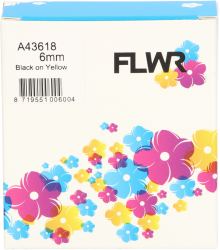 FLWR Dymo  43618 zwart op geel breedte 6 mm FLWR-F43618