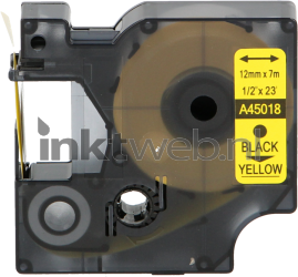 FLWR Dymo  45018 zwart op geel breedte 12 mm Product only