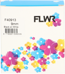FLWR Dymo  40913 zwart op wit breedte 9 mm Front box