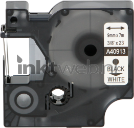 FLWR Dymo  40913 zwart op wit breedte 9 mm FLWR-F40913