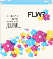FLWR Dymo  43613 zwart op wit breedte 6 mm FLWR-F43613