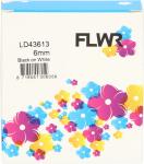 FLWR Dymo  43613 zwart op wit breedte 6 mm