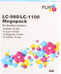 FLWR Brother LC980/1100 Megapack zwart en kleur Front box