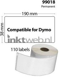 FLWR Dymo  99018 10-Pack 190 mm x 38 mm  wit CO-99018-10