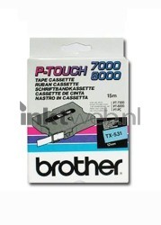 Brother  TX-531 zwart op blauw breedte 12 mm Front box