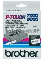Brother  TX-231 zwart op wit breedte 12 mm Front box