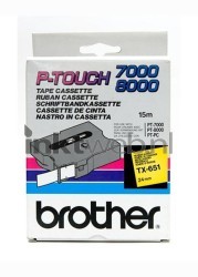 Brother  TX-651 zwart op geel breedte 24 mm Front box