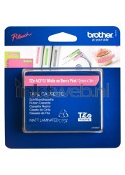 Brother  TZE-MQP35 wit op roze breedte 12 mm Front box