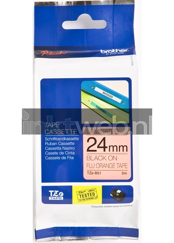 Brother TZE-B51 zwart op oranje breedte 24 mm