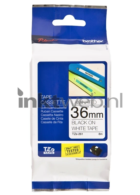 Brother TZE-261 zwart op wit breedte 36 mm
