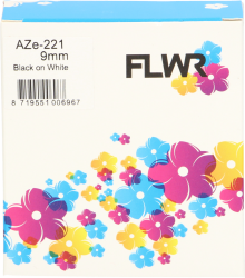 FLWR Brother  TZE-221 zwart op wit breedte 9 mm FLWR-PT-F221