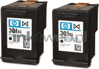HP 301XL 2-pack (Opruiming 2 x 1-pack losse outlet) zwart