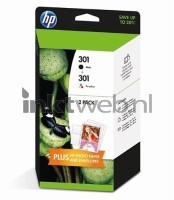 HP 301 Multipack (Opruiming 2 x 1-pack los) zwart en kleur