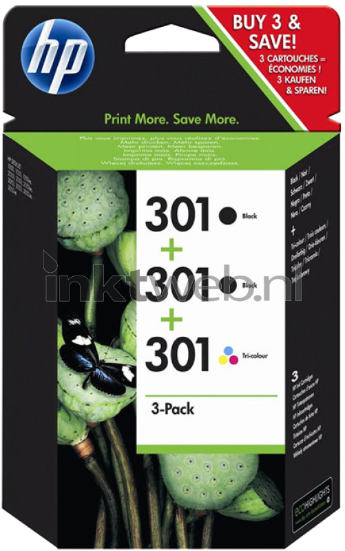 HP 301 3-Pack en kleur (Origineel)