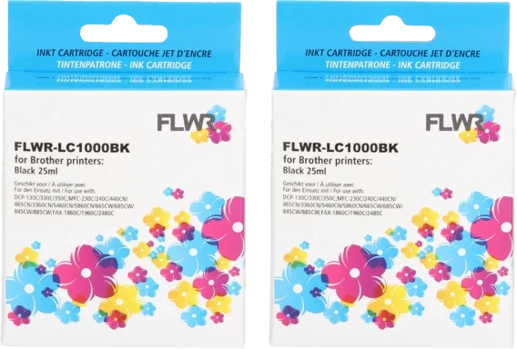 Huismerk Brother LC-970BK / LC-1000BK 2-pack zwart Front box