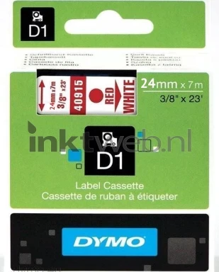 Dymo D1 rood op wit 24mm rood Front box