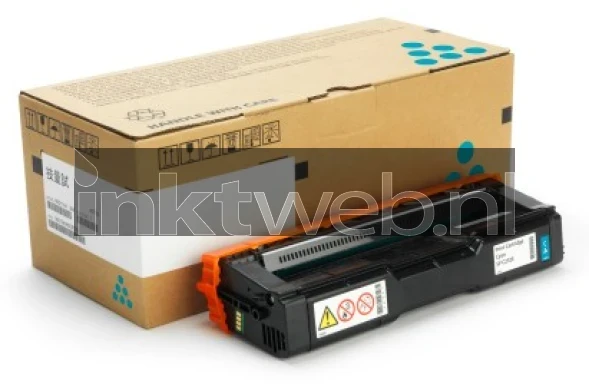 Ricoh 407717 cyaan Combined box and product