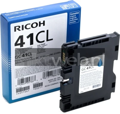 Ricoh GC-41 cyaan Combined box and product