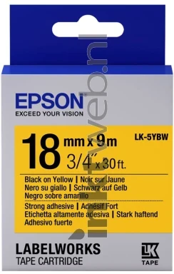 Epson LK-5YBW zwart op geel breedte 18 mm