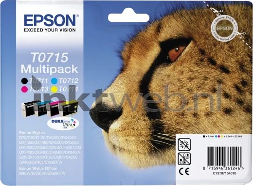 Epson T0715 multipack zwart en kleur