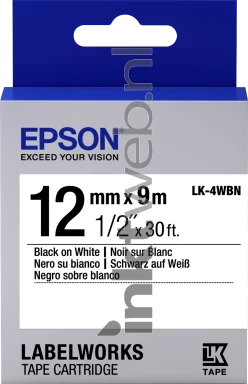 Epson LK-4WBN zwart op wit breedte 12 mm