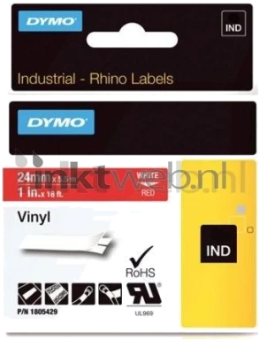 Dymo 1805429 wit op rood breedte 24 mm