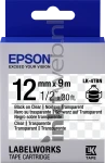 Epson LC-4TBN9 zwart op transparant breedte 12 mm