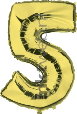 Haza Opblaas Cijfer 5, 92cm goud