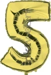Haza Opblaas Cijfer 5, 92cm goud (Origineel)