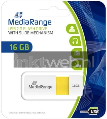 MediaRange USB flash drive 16GB color edition geel