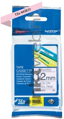 Brother TZe-MQE31 zwart op roze breedte 12 mm