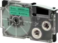 Huismerk Casio XR-9GN zwart op groen breedte 9 mm