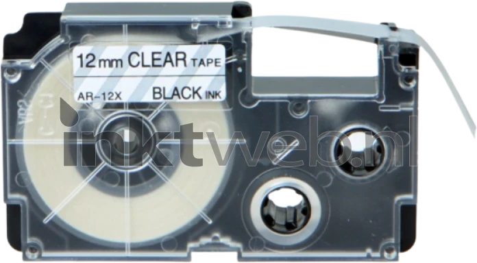 Huismerk Casio XR-12X zwart op transparant breedte 12 mm