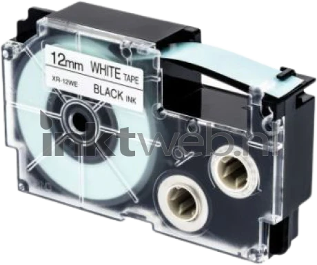 Huismerk Casio XR-12WE zwart op wit breedte 12 mm