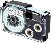 Huismerk Casio XR-12WE zwart op wit breedte 12 mm