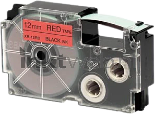 Huismerk Casio XR-12RD zwart op rood breedte 12 mm