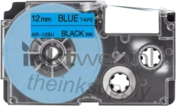 Huismerk Casio XR-12BU zwart op blauw breedte 12 mm