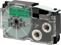 Huismerk Casio XR-12GN zwart op groen breedte 12 mm