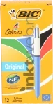BIC balpen 4 kleuren medium 1 mm 12-pack blauw Front box