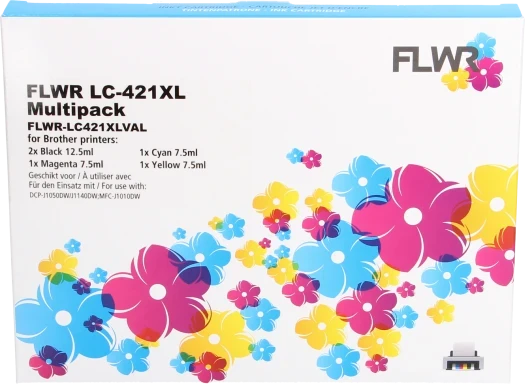 FLWR Brother LC-421XL Multipack zwart en kleur