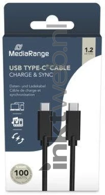 MediaRange USB-C naar USB-C kabel - 100W snellader zwart