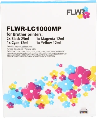 FLWR Brother LC-970 - LC-1000 Multipack zwart en kleur Front box