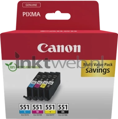 Canon CLI-551 Multipack zwart en kleur Front box