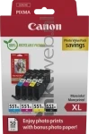 Canon CLI-551XL Multipack met fotopapier zwart en kleur Front box